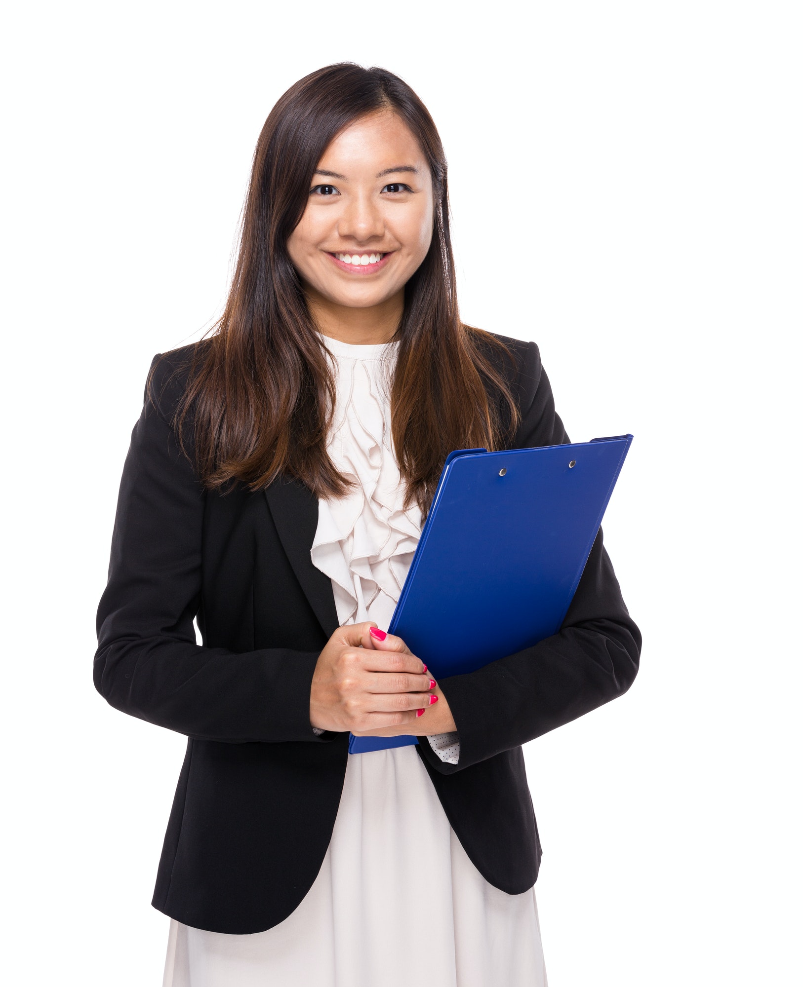 Asian business woman with clipboard